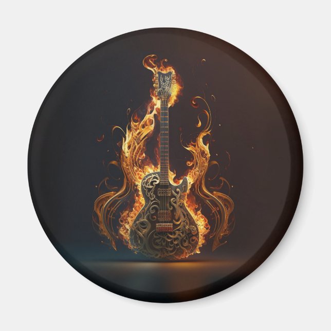 Electric guitar on fire                            magnet (Framsidan)
