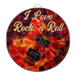 Electric Guitar on Fire Red Black Kärlek Rock n Ro Darttavla