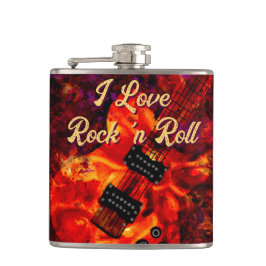 Electric Guitar on Fire Red Black Kärlek Rock n Ro Fickplunta