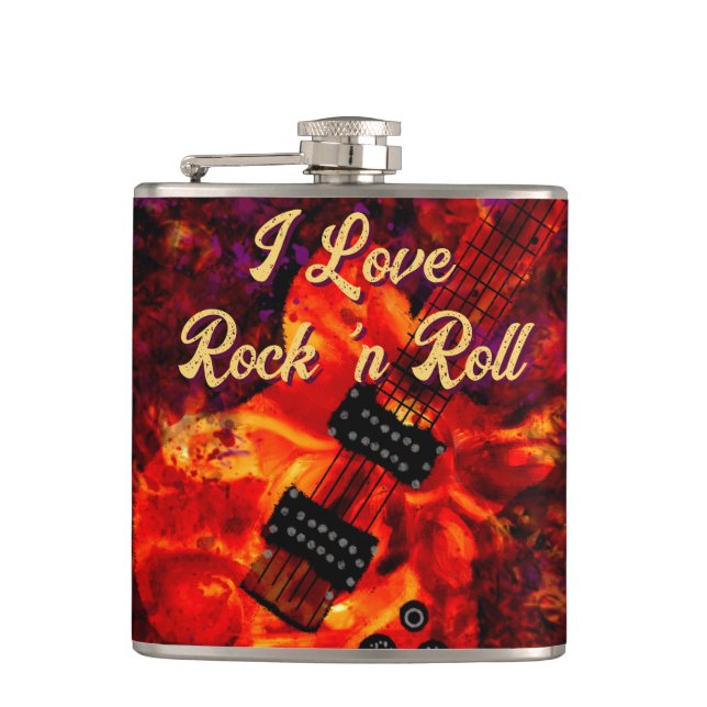 Electric Guitar on Fire Red Black Kärlek Rock n Ro Fickplunta (Framsidan)