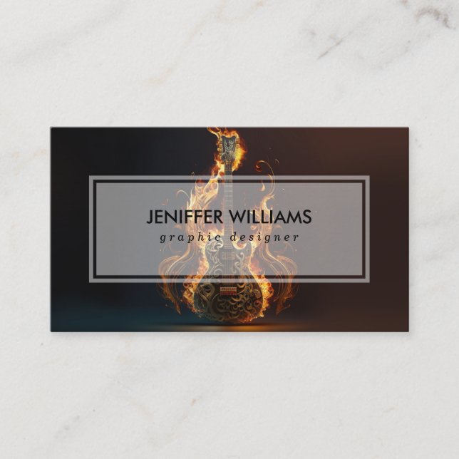 Electric guitar on fire                            visitkort (Framsida)