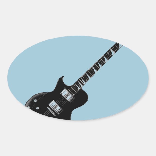 Electric Guitar Ovalt Klistermärke (Framsida)