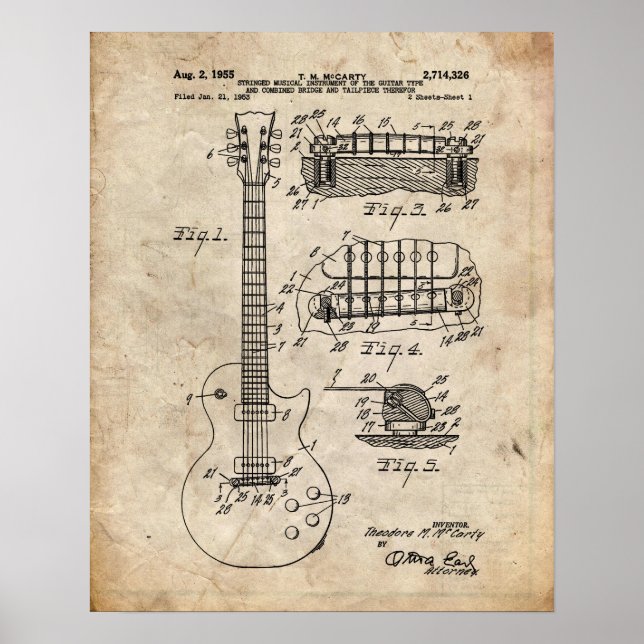 Electric Guitar Patent Poster (Framsidan)