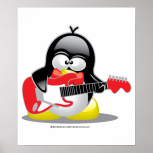 Electric Guitar Penguin Poster