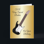 Electric Guitar Personlig Brother Birthday Kort<br><div class="desc">Svart, elektriskt guitarbroderkort. Anpassa det här födelsedagskortet med valfri text och skriv sedan ut det och skicka det till dig eller ladda ned det direkt till din mobila enhet. Om du behöver hjälp med att anpassa kontaktar du oss genom länken på den här sidan. Guitar Design personlig Broder-födelsedagskort som du...</div>