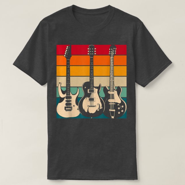Electric Guitar Player Guitarist Rock Musician Ret T Shirt (Design framsida)