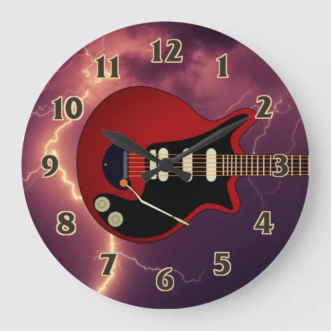 Electric Guitar Player Large Clock Stor Klocka (Framsida)
