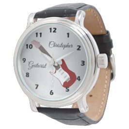 Electric Guitar Red Wrist Watch Armbandsur