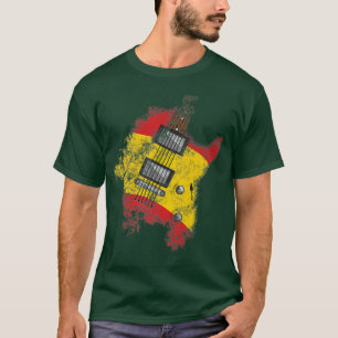 Electric Guitar Spain Flagga Spain Guitarist Music T Shirt