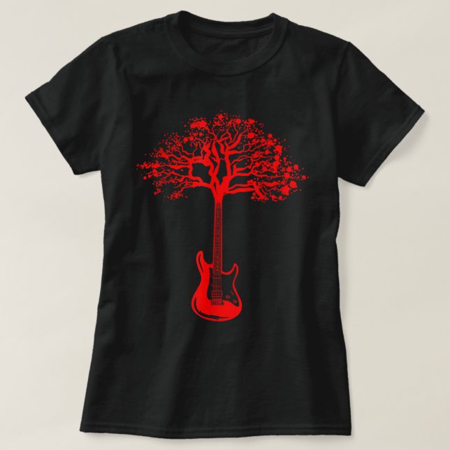 Electric Guitar Träd Coola Guitarist Musician Play T Shirt (Design framsida)
