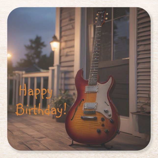 Electric Guitar Underlägg Papper Kvadrat (Framsidan)
