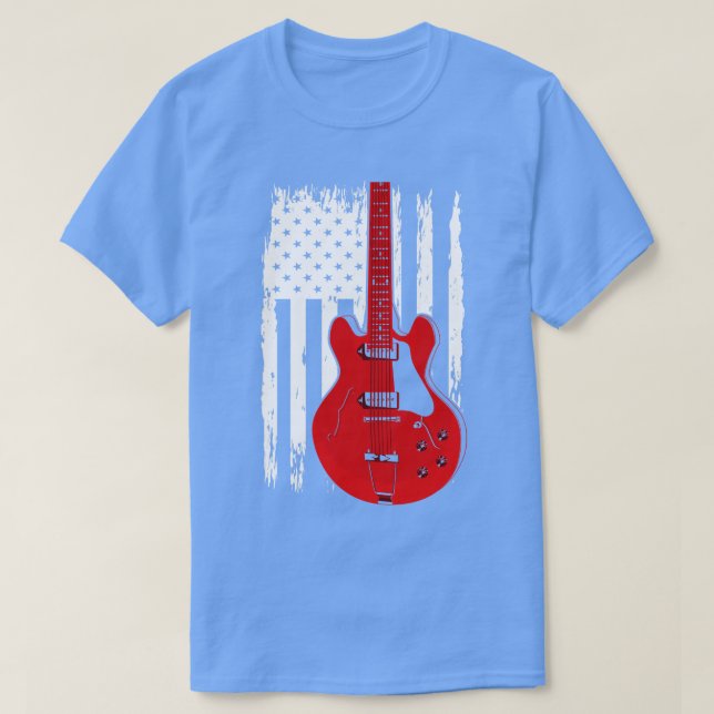 Electric Guitar US Flagga Musician Guitarist T Shirt (Design framsida)