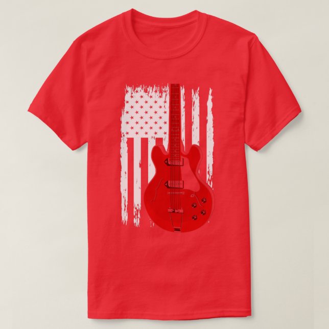 Electric Guitar US Flagga Musician Guitarist T Shirt (Design framsida)