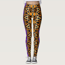 Electric Halloween Tribal Lila Orange Leggings