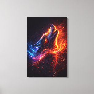 Electric Howl – Fire & Ice Wolf Canvastryck