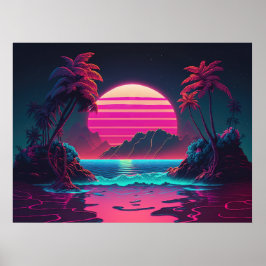 Electric Island: Synthwave Vibes i Paradise Poster