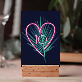 Electric Kärlek Neon Rosa Heart & Tropical Handfla Bordsnummer
