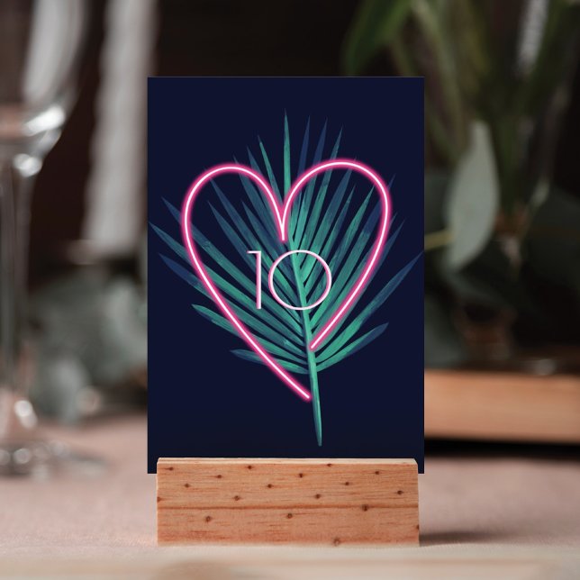 Electric Kärlek Neon Rosa Heart & Tropical Handfla Bordsnummer (Skapare uppladdad)