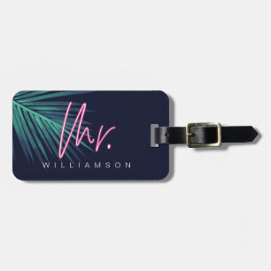 Electric Kärlek Neon Rosa Tropical & Monogram Bagagebricka