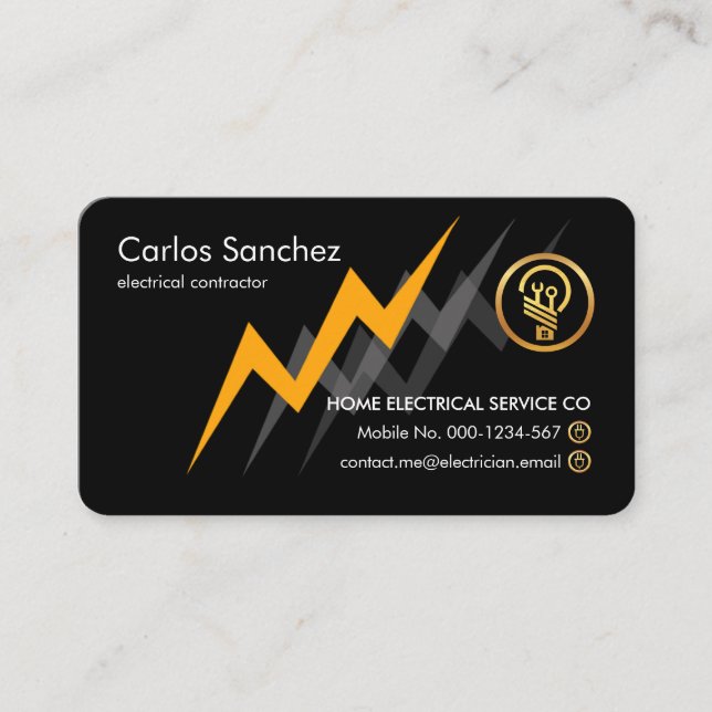 Electric Lightning Powers Electrician Visitkort (Framsida)
