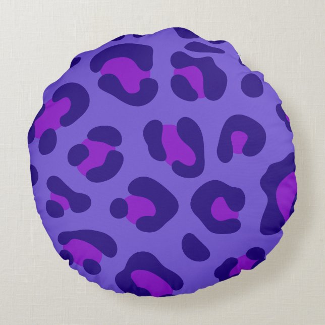 ’Electric Lila Leopard’ Rund Kudde (Baksidan)