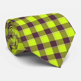 Electric Lime and Livid Brown Plaid Neck Tie Slips