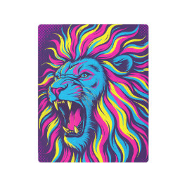 Electric Lion Metal Print | Neon Psychedelic