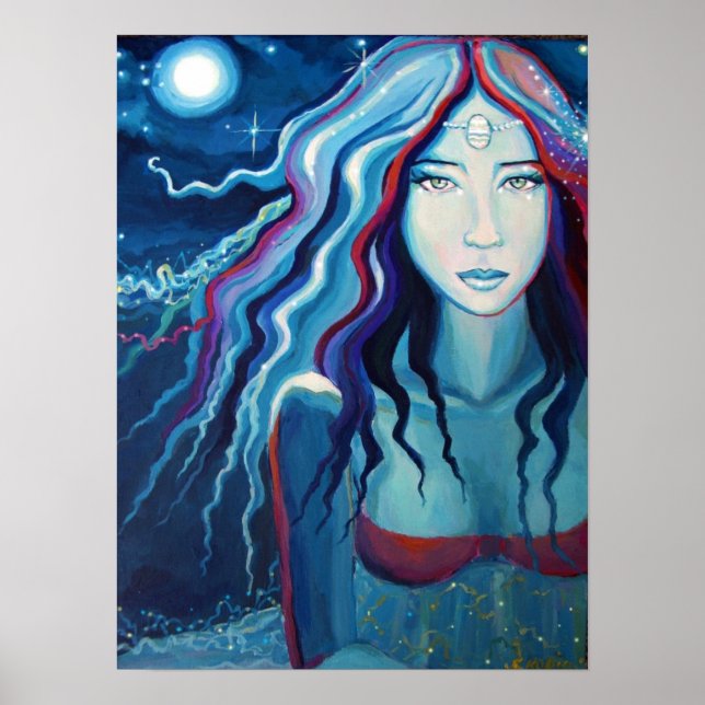 Electric Måne - Goddes/Fantasy Art Print Poster (Framsidan)