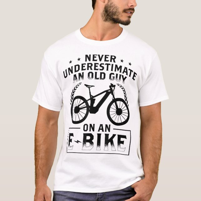 Electric Mountain Bike Pappa E-Bike Cycling T Shirt (Framsida)