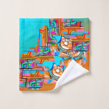 Electric Orange & Cyan Dreams - Abstrakt Pop Desig