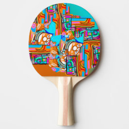 Electric Orange & Cyan Dreams - Abstrakt Pop Desig Pingisracket