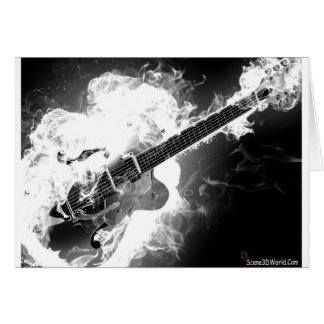 Electric Rockabilly Guitar on Fire Monochrome Hälsningskort