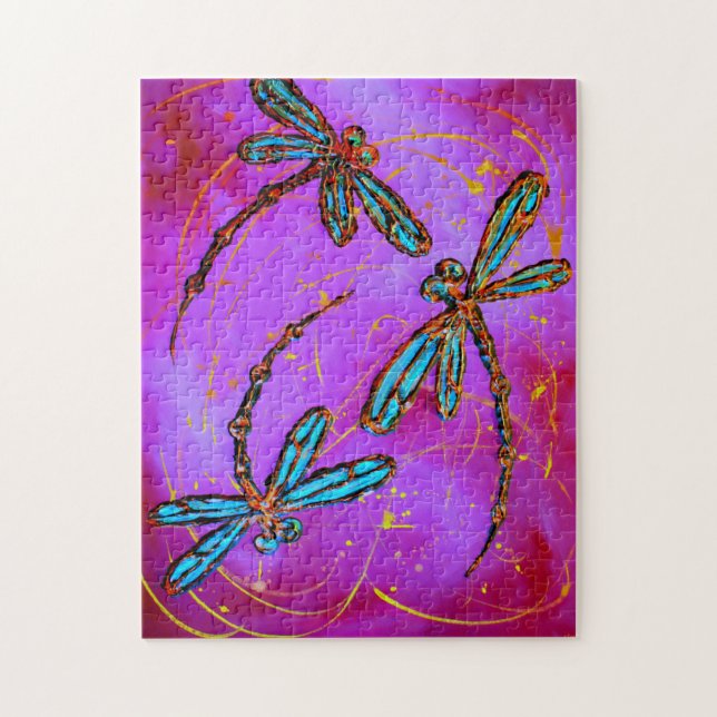 Electric Rosa Dragonfly Flit Jigszle Puzzle Pussel (Vertikal)