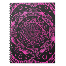 Electric Rosa Mandala Notebook Anteckningsbok Med Spiral