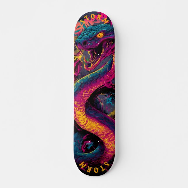 Electric Serpent Graffiti Art - Begränsad Edition Mini Skateboard Bräda 18,5 Cm (Framsida)