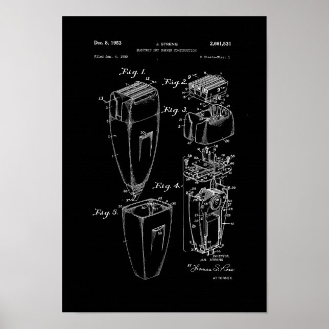 Electric Shaver Patent Poster Barber Shop Decor (Framsidan)