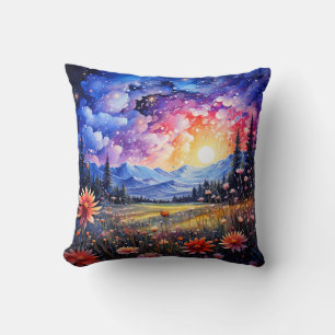 Electric Starry Night Himlar ovan Kudde