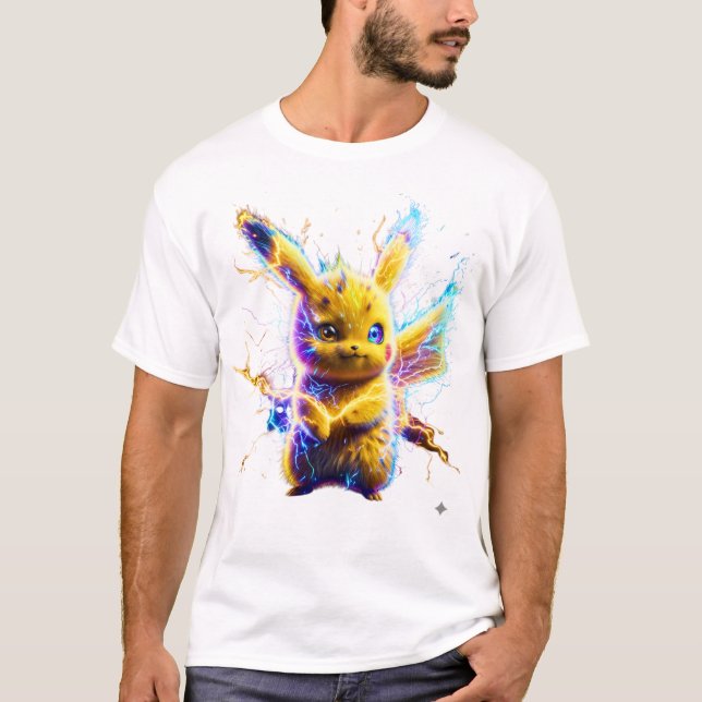 Electric Surge Pikachu - Hyperrealistisk Neonåskå T Shirt (Framsida)