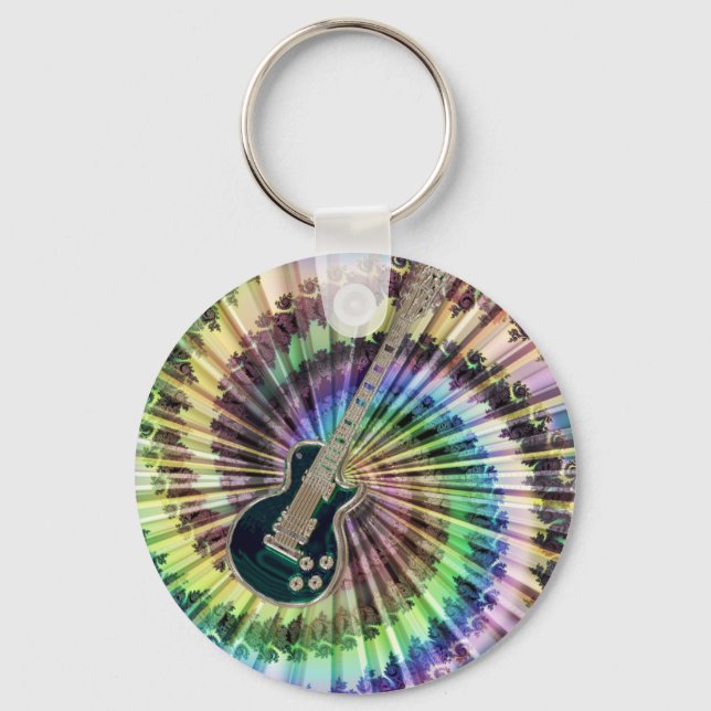 Electric Tie-Dye Guitar Nyckelring (Framsida)