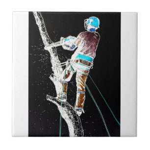 Electric Träd Surgeon Arborist chainsee Kakelplatta