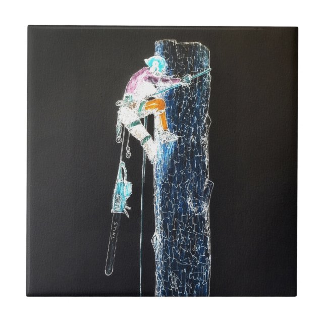 Electric Träd Surgeon Arborist chainsee Kakelplatta (Framsidan)