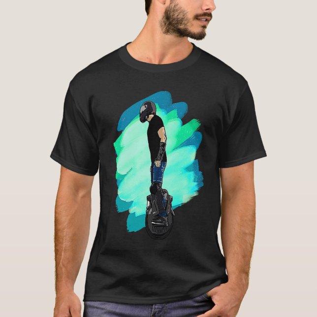 Electric Unicycle Stunt Biker T Shirt (Framsida)