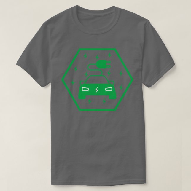 electric vehicle car green flash plug t shirt (Design framsida)