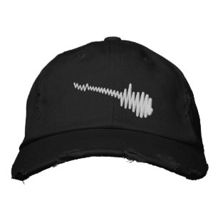 Electric White Waveform Guitar Ljud Broderad Keps