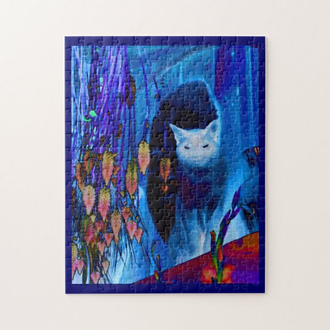 Electrical Blue Siamese Cat Abstrakt Animal Art Pussel (Vertikal)