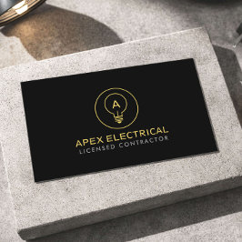 Electrical Contractor Light Bulb Logo Black Visitkort