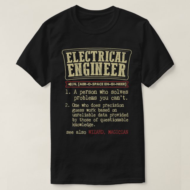 Electrical Ingenjör Gift Funny Dictionary Definiit T Shirt (Design framsida)