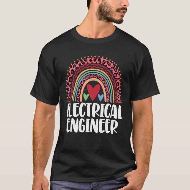 Electrical Ingenjör Rainbow Funny Women Leopard Ra T Shirt (Framsida)