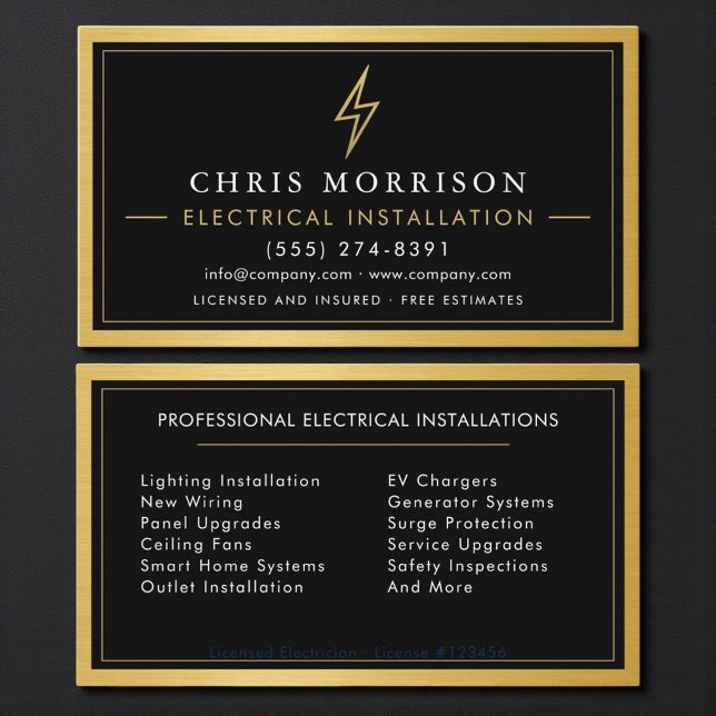 Electrical Installation Electrician Metallic Visitkort (Skapare uppladdad)