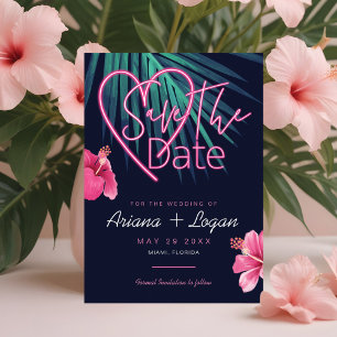 Electrical Kärlek Neon Rosa Blommigt & Tropical Re Spara Datumet